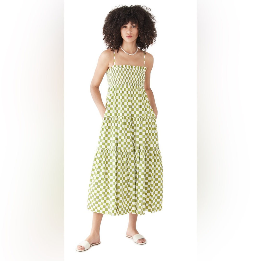 En Saison Green Checkered Maxi Dress
